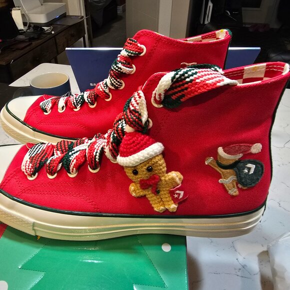 Converse Chuck 70 Hi Christmas 'Gingerbread & Knit Sock' Red A12454C MENS SZ 12 - Picture 1 of 16